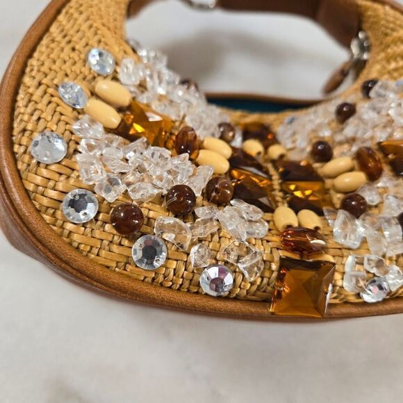 COLE HAAN straw bag embroidery , new - Picture 2 of 8